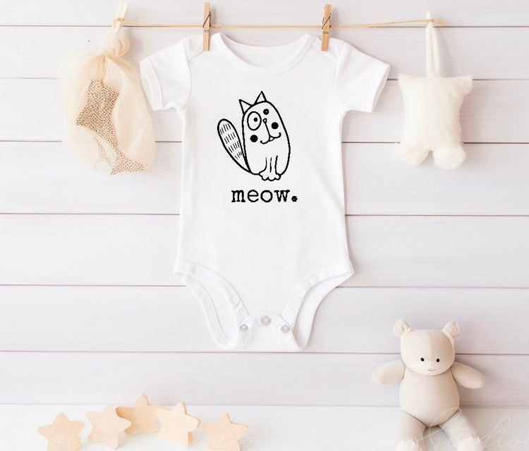Meow Cat Baby Bodysuit Hippo Boutique