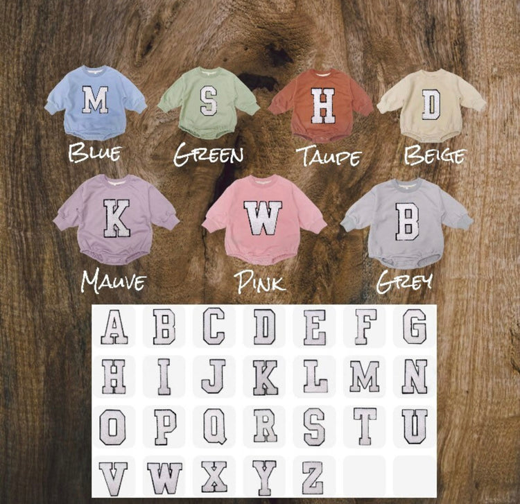 Custom Letter French Terry Sweatshirt Romper Hippo Boutique