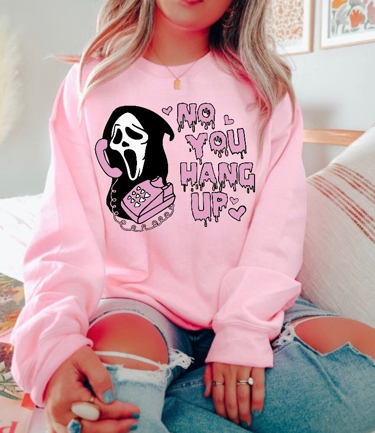 Halloween Scary Movie Scream No you Hang up Women’s fleece crewneck Sweatshirts Hippo Boutique