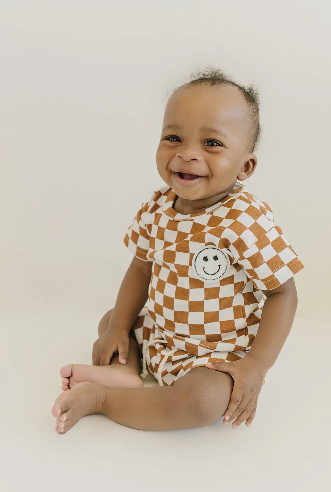 Checkered Smile Cotton T-Shirt & Shorts set Hippo Boutique