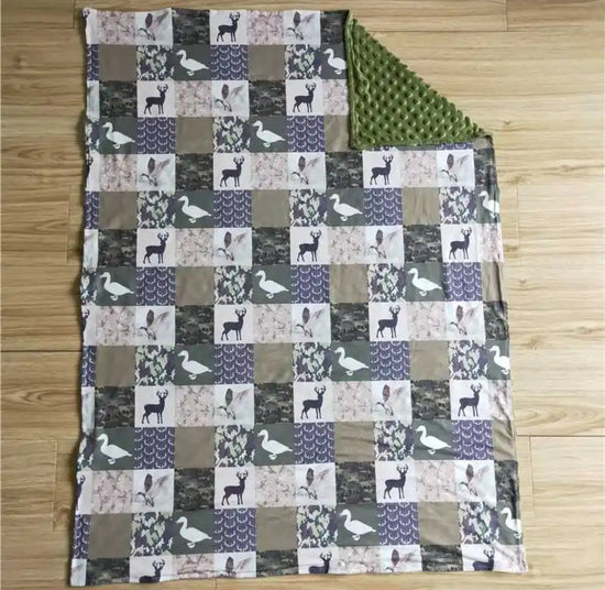 Hunting Moose & Ducks Minky Baby Blanket Hippo Boutique