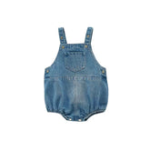 Newborn Baby Sleeveless Denim Romper Hippo Boutique