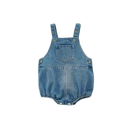 Newborn Baby Sleeveless Denim Romper Hippo Boutique