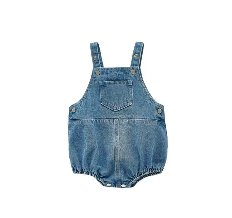 Newborn Baby Sleeveless Denim Romper Hippo Boutique