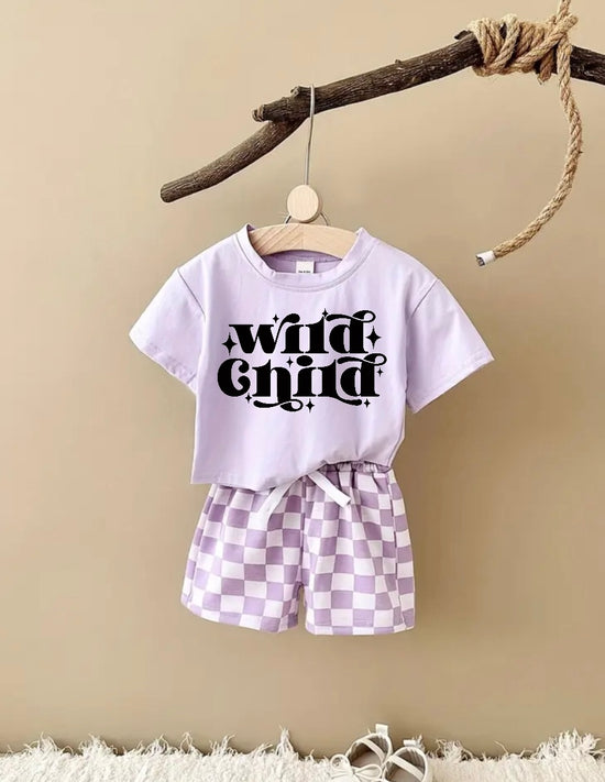 Wild Child T-Shirt & Checkered Shorts Set Hippo Boutique