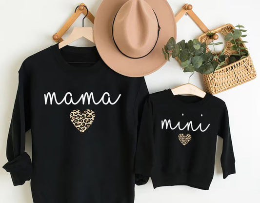 Mama & Mini Leopard Heart Matching Sweatshirts Hippo Boutique