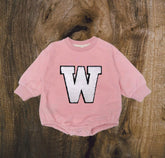 Custom Letter French Terry Sweatshirt Romper Hippo Boutique