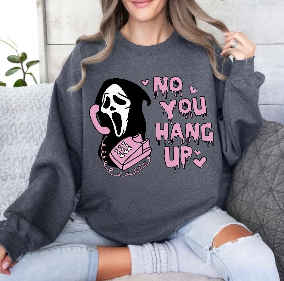 Halloween Scary Movie Scream No you Hang up Women’s fleece crewneck Sweatshirts Hippo Boutique