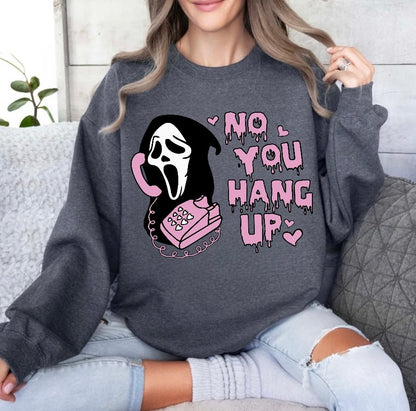 Halloween Scary Movie Scream No you Hang up Women’s fleece crewneck Sweatshirts Hippo Boutique