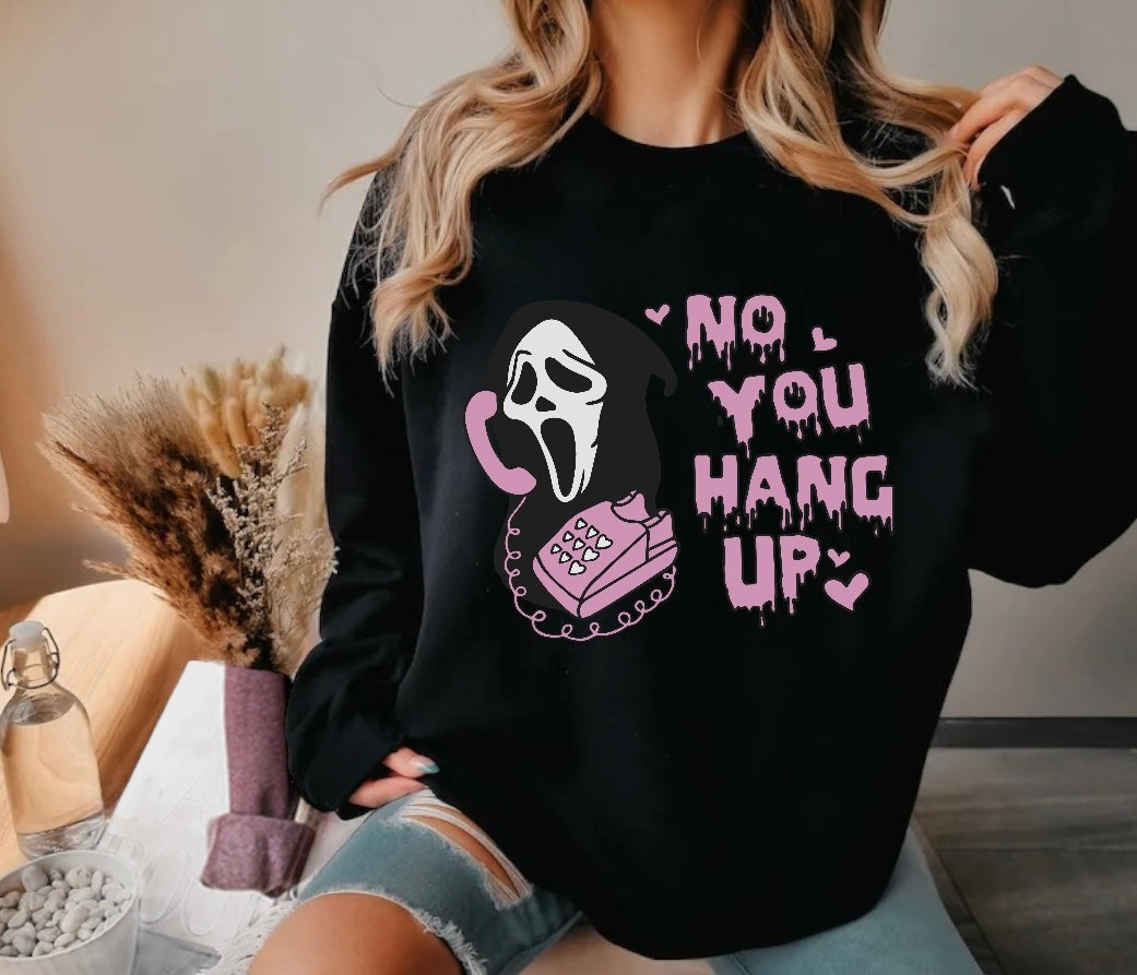 Halloween Scary Movie Scream No you Hang up Women’s fleece crewneck Sweatshirts Hippo Boutique