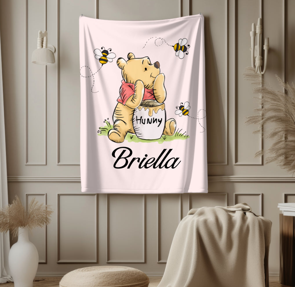 Personalized Baby and kids blanket - Pooh Hippo Boutique
