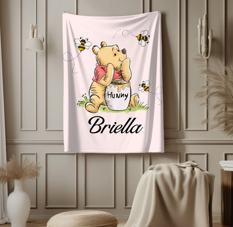Personalized Baby and kids blanket - Pooh Hippo Boutique