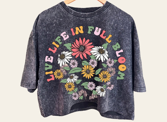 Live Life To The Bloom Washed Oversized Crop Hippo Boutique