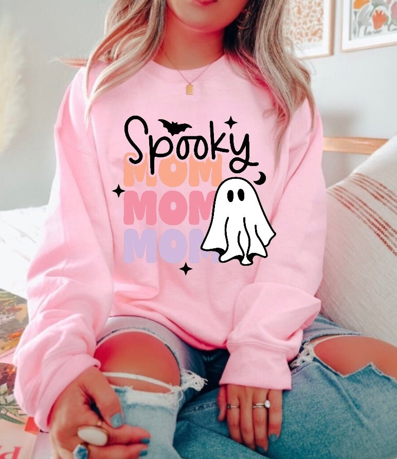 Halloween Spooky Mom Women’s fleece crewneck Sweatshirts Hippo Boutique