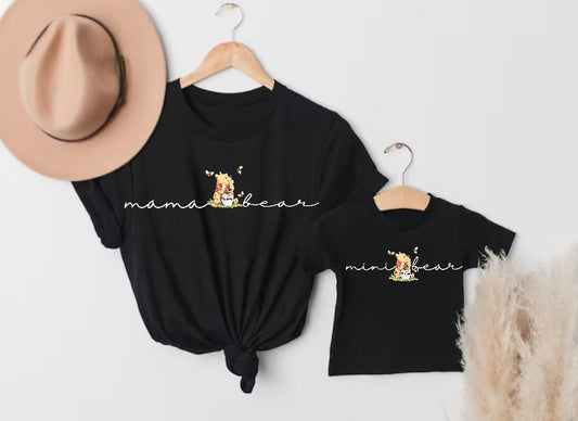 Mama & Mini Bear Matching T-Shirts - Black Hippo Boutique