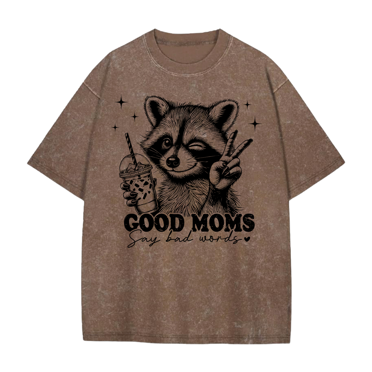 Oversized Acid Washed Raccoon T-Shirt - Unhinged & Feral Hippo Boutique