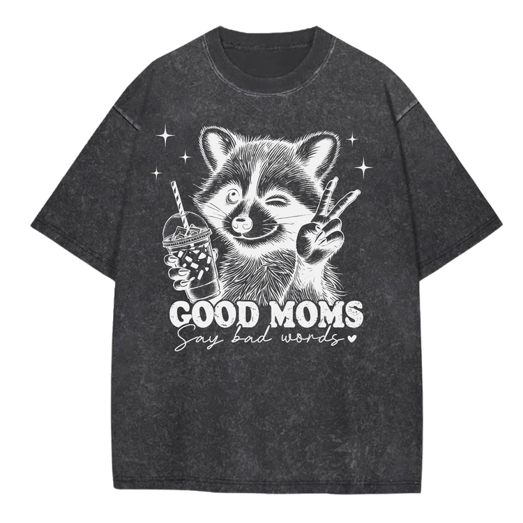 Oversized Acid Washed Raccoon T-Shirt - Unhinged & Feral Hippo Boutique