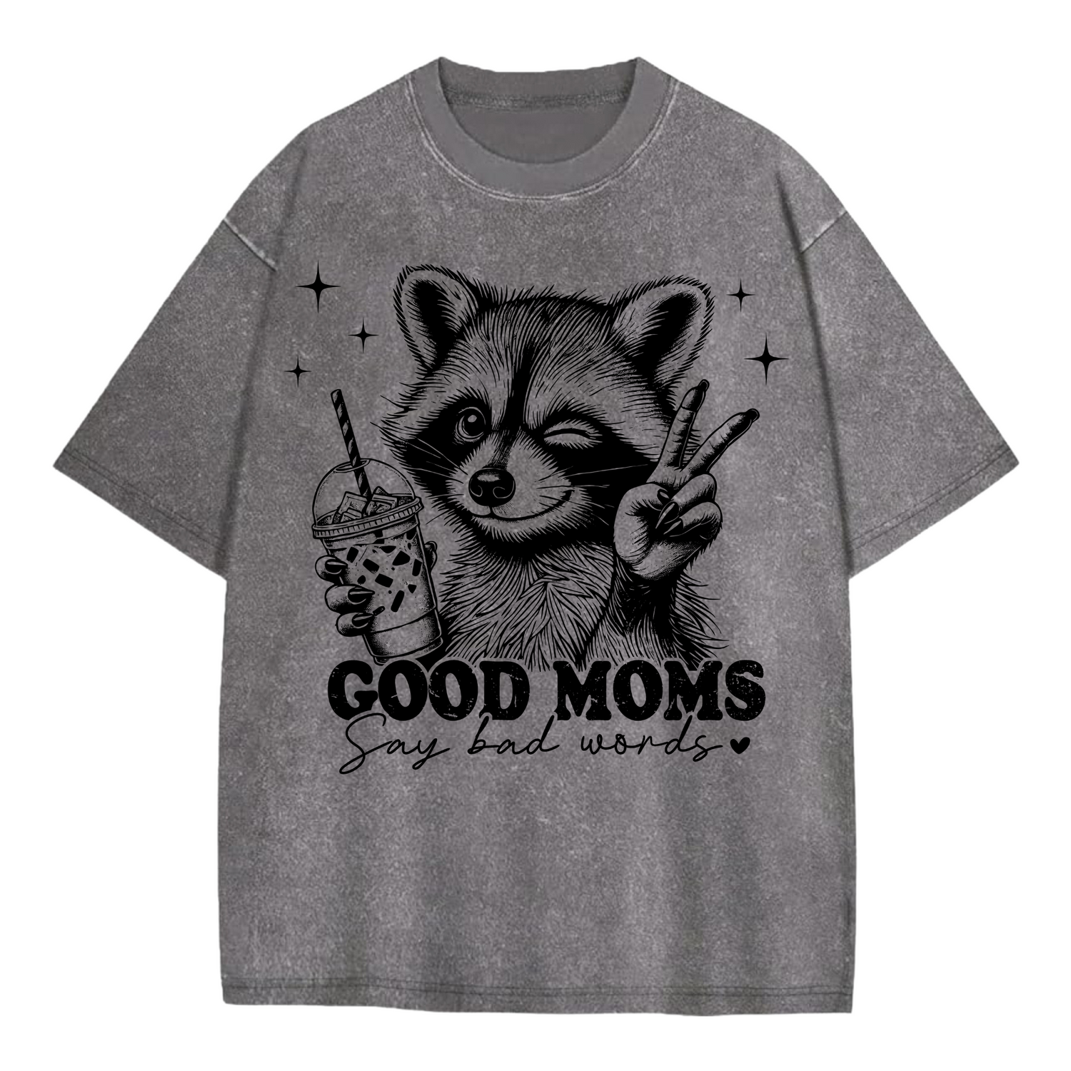 Oversized Acid Washed Raccoon T-Shirt - Unhinged & Feral Hippo Boutique