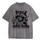 Oversized Acid Washed Raccoon T-Shirt - Unhinged & Feral Hippo Boutique