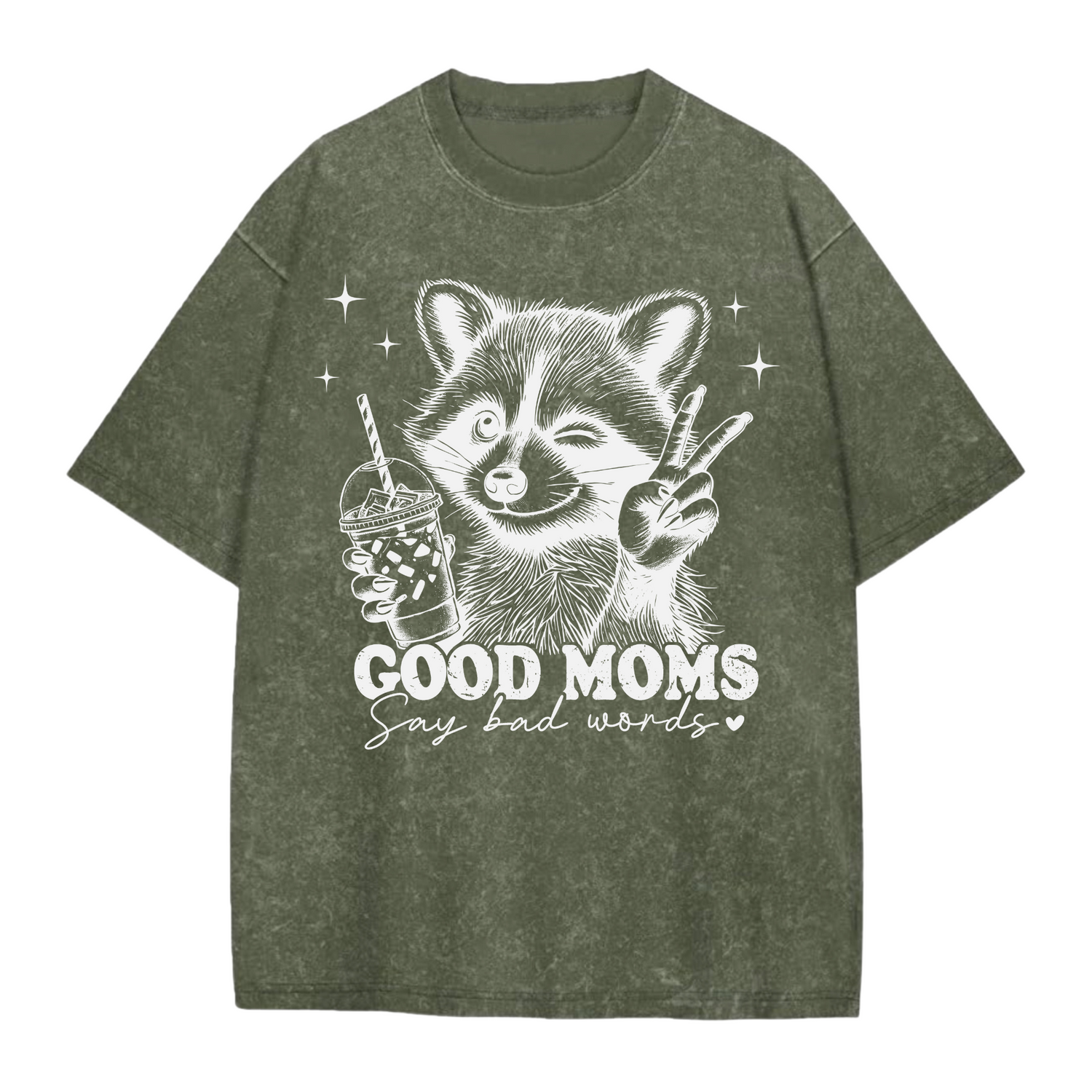 Oversized Acid Washed Raccoon T-Shirt - Unhinged & Feral Hippo Boutique