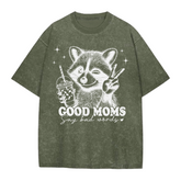 Oversized Acid Washed Raccoon T-Shirt - Unhinged & Feral Hippo Boutique