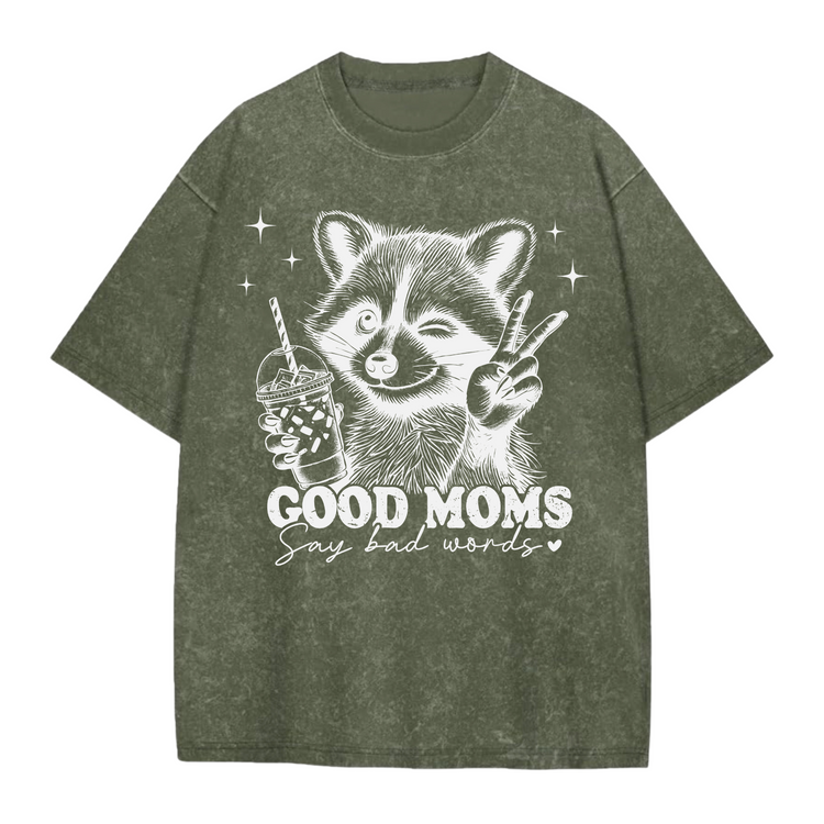 Oversized Acid Washed Raccoon T-Shirt - Unhinged & Feral Hippo Boutique