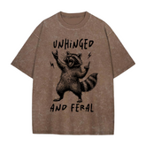 Oversized Acid Washed Raccoon T-Shirt - Unhinged & Feral Hippo Boutique