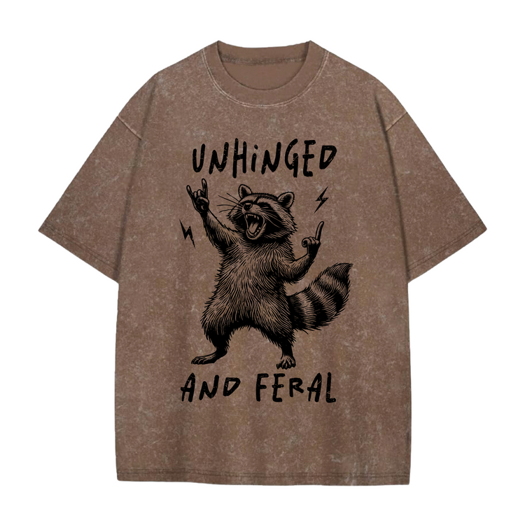 Oversized Acid Washed Raccoon T-Shirt - Unhinged & Feral Hippo Boutique