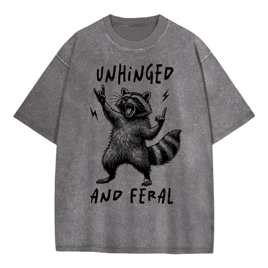 Oversized Acid Washed Raccoon T-Shirt - Unhinged & Feral Hippo Boutique
