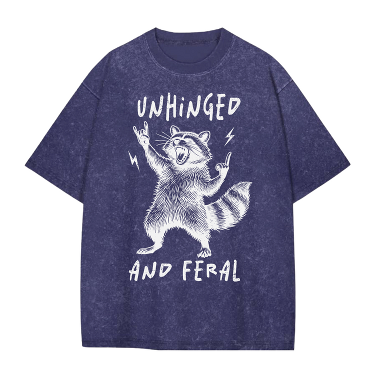 Oversized Acid Washed Raccoon T-Shirt - Unhinged & Feral Hippo Boutique