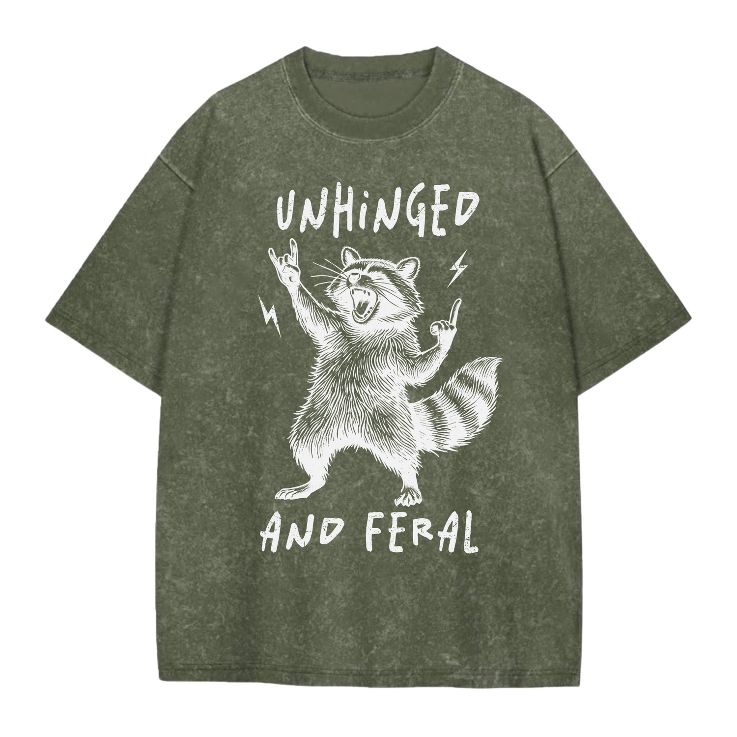 Oversized Acid Washed Raccoon T-Shirt - Unhinged & Feral Hippo Boutique
