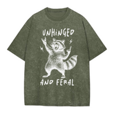Oversized Acid Washed Raccoon T-Shirt - Unhinged & Feral Hippo Boutique