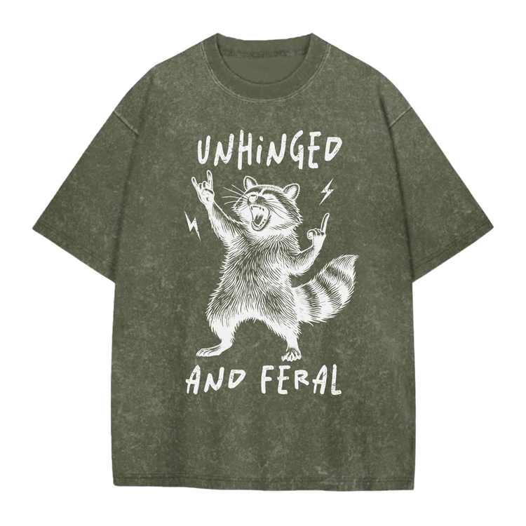 Oversized Acid Washed Raccoon T-Shirt - Unhinged & Feral Hippo Boutique