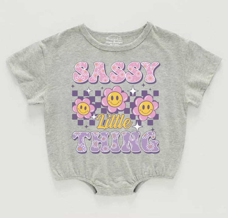 Sassy Little Thing Baby Girl t-shirt Bubble Romper Hippo Boutique