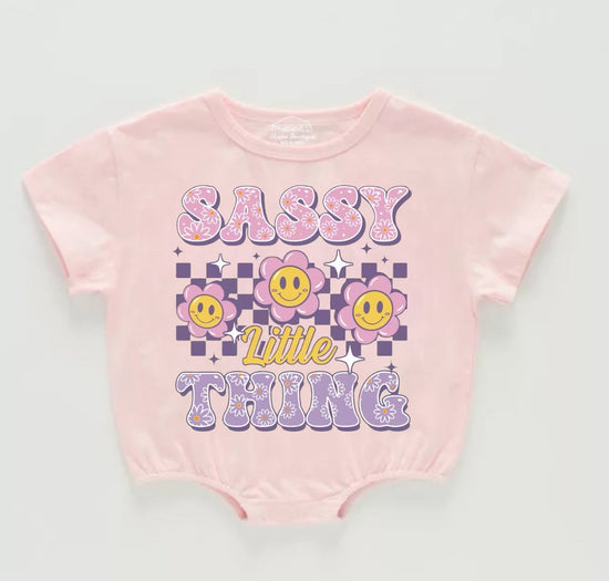 Sassy Little Thing Baby Girl t-shirt Bubble Romper Hippo Boutique