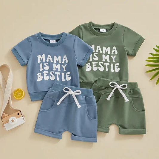 Mamas Bestie Toddler and Baby Shirt & Shorts outfit Hippo Boutique