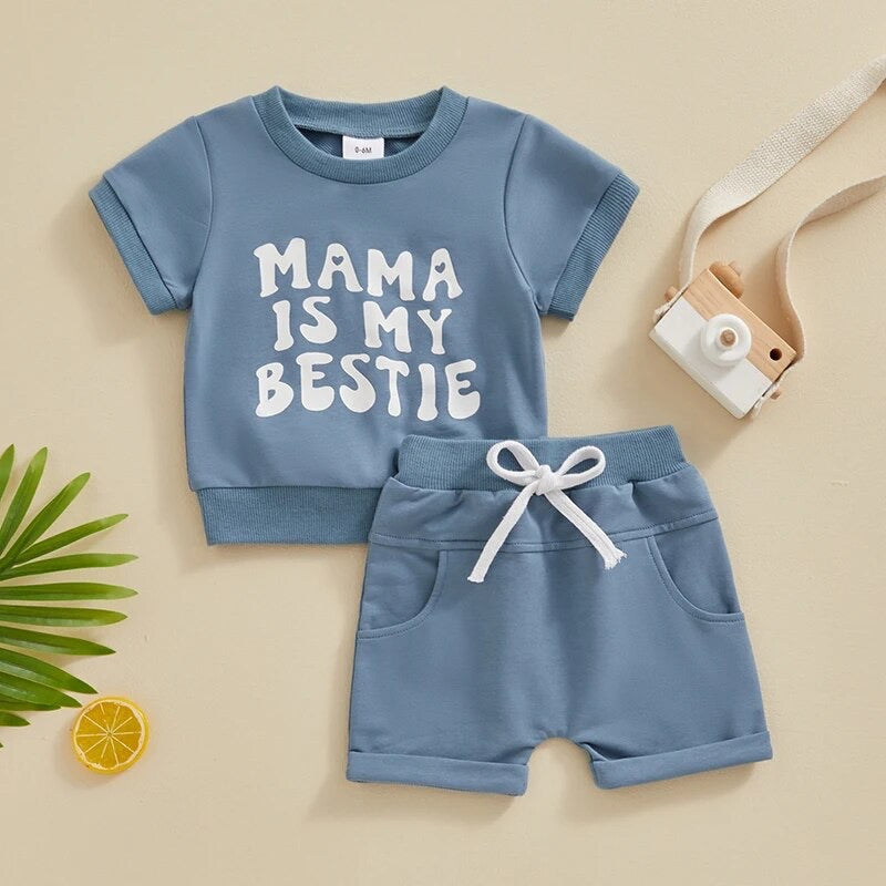 Mamas Bestie Toddler and Baby Shirt & Shorts outfit Hippo Boutique