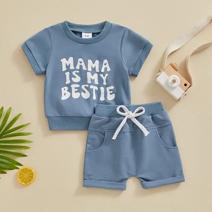 Mamas Bestie Toddler and Baby Shirt & Shorts outfit Hippo Boutique