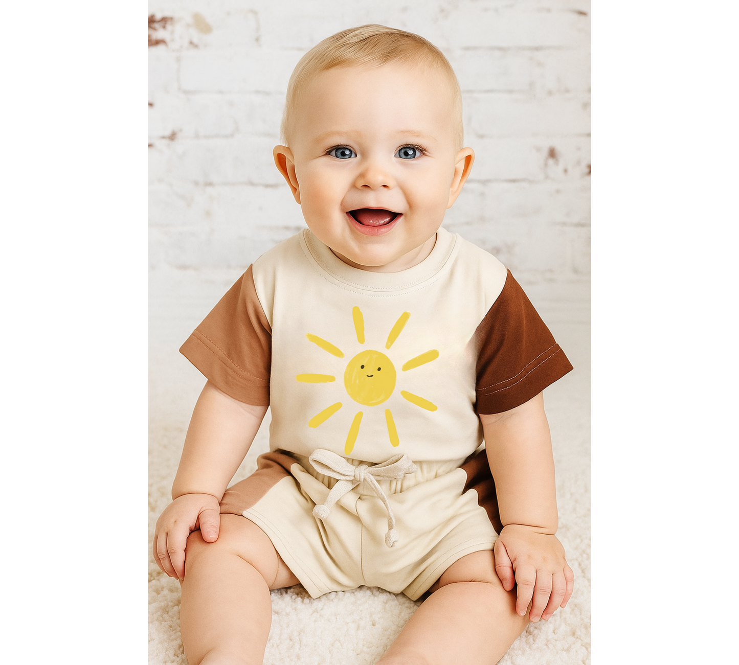 Sunshine Baby and Kids cotton color block t-shirt & shorts outfit
