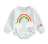 Soft warm fleece oversized Romper - Rainbow Hippo Boutique