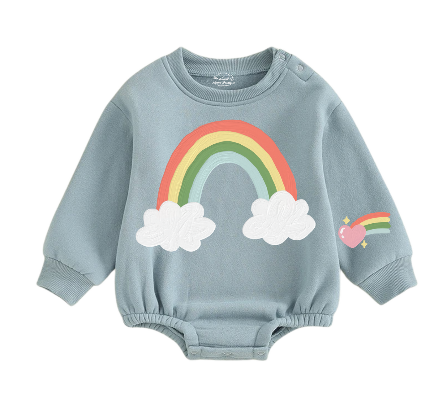 Soft warm fleece oversized Romper - Rainbow Hippo Boutique