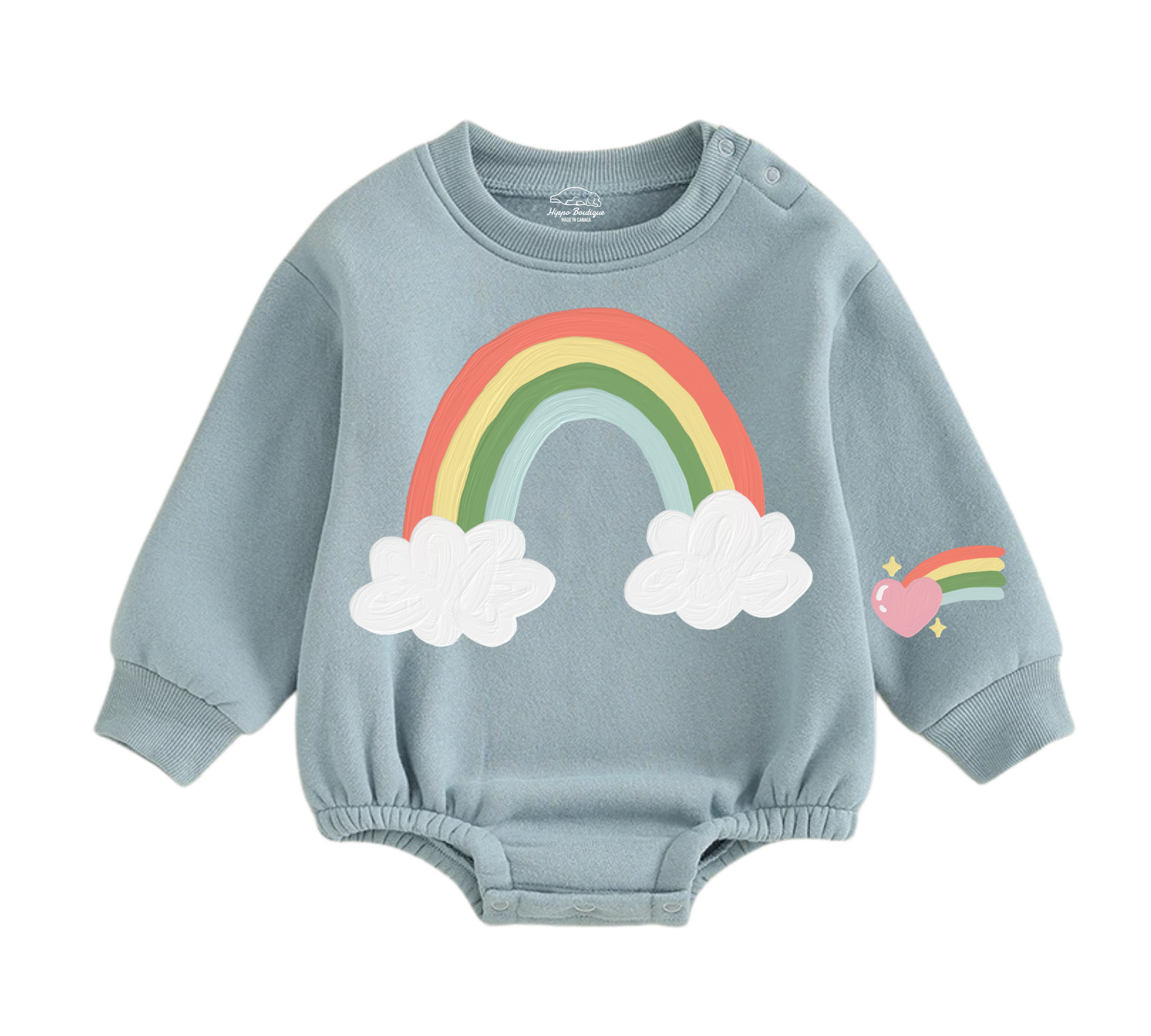 Soft warm fleece oversized Romper - Rainbow Hippo Boutique