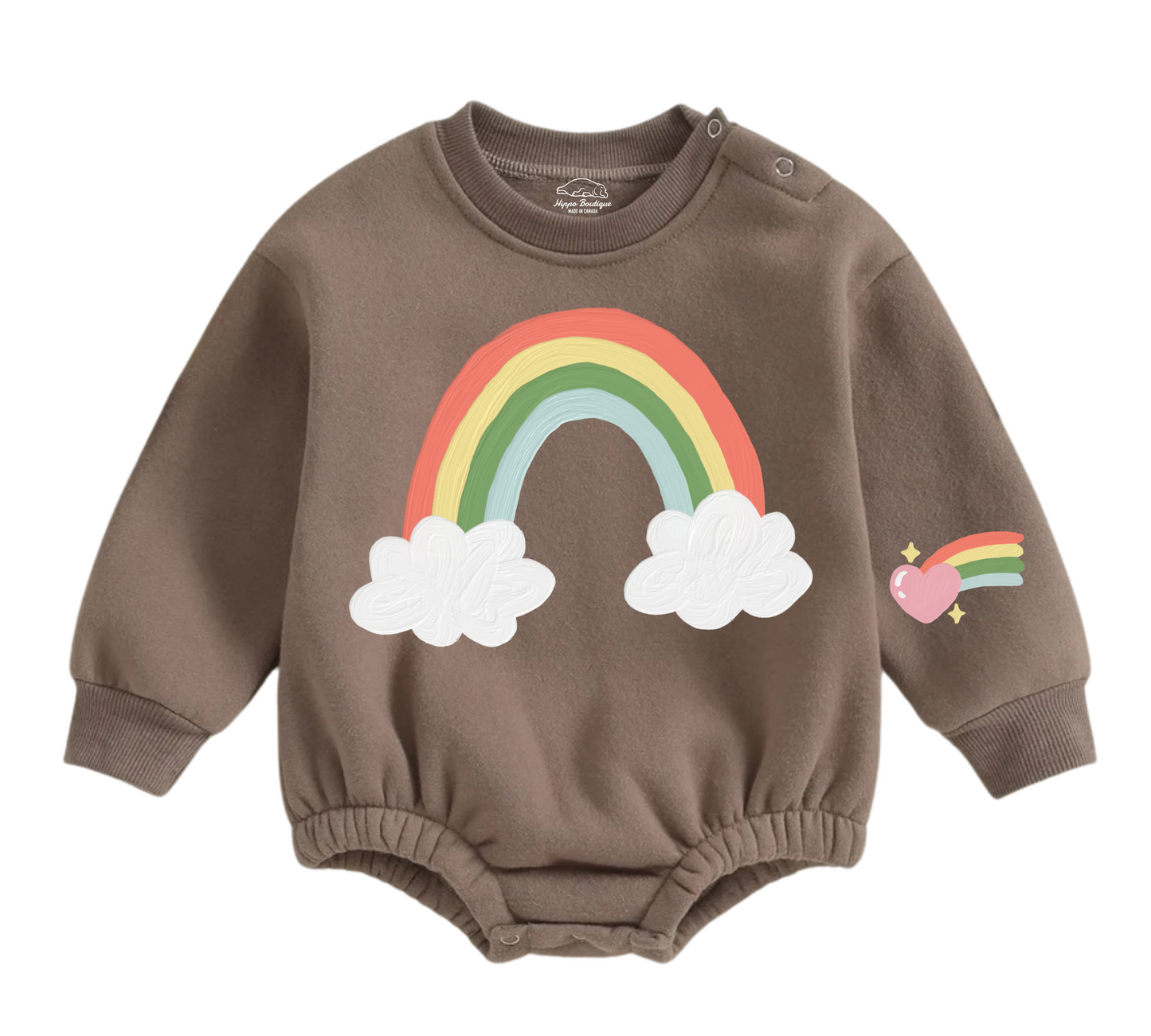 Soft warm fleece oversized Romper - Rainbow Hippo Boutique