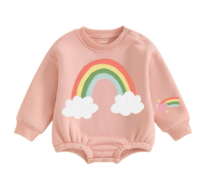 Soft warm fleece oversized Romper - Rainbow Hippo Boutique