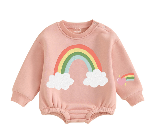 Soft warm fleece oversized Romper - Rainbow Hippo Boutique