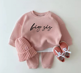 Big Sis Baby & toddler waffle cotton outfit Hippo Boutique