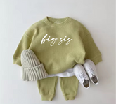 Big Sis Baby & toddler waffle cotton outfit Hippo Boutique