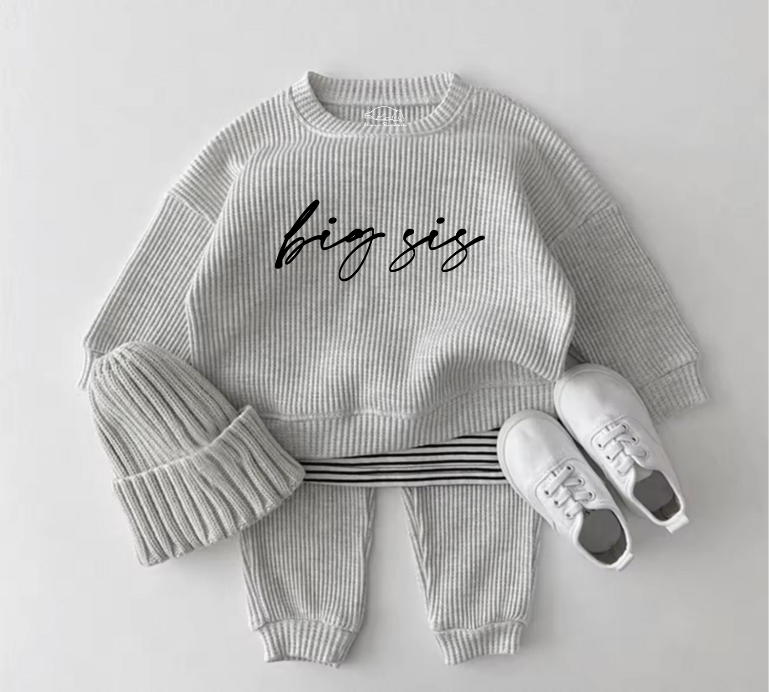Big Sis Baby & toddler waffle cotton outfit Hippo Boutique