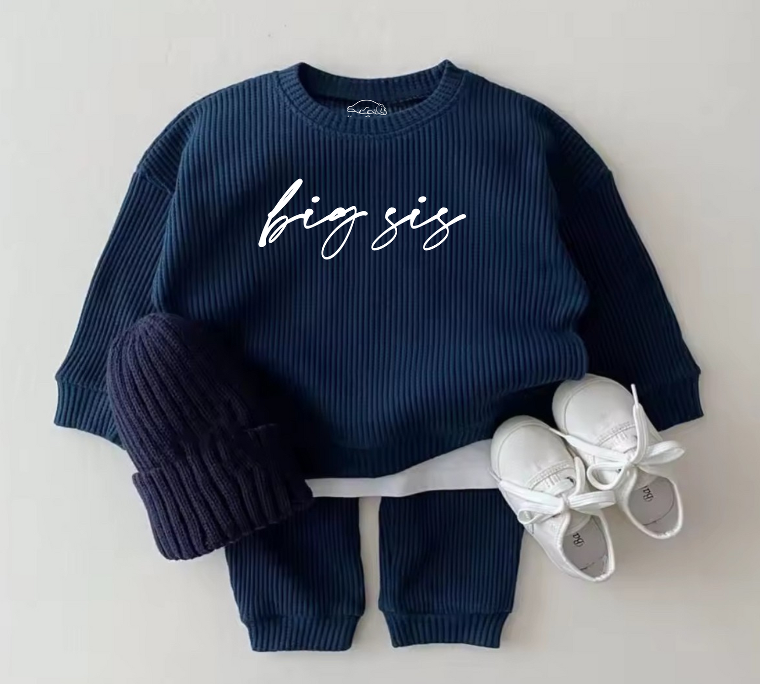 Big Sis Baby & toddler waffle cotton outfit Hippo Boutique