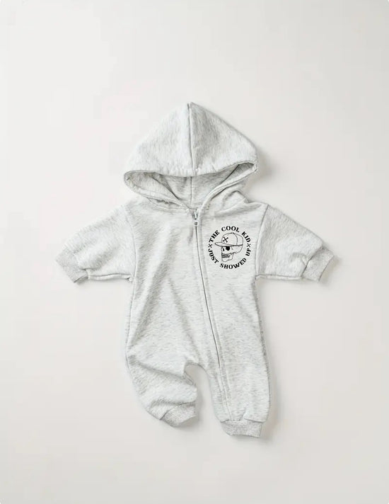 Cool Kid Hooded Romper Zip Up Bodysuit Hippo Boutique